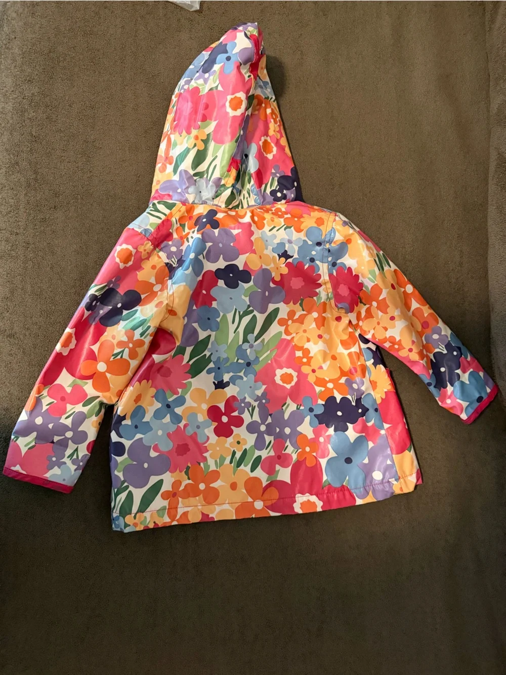 Joe Fresh Bright Floral Hooded Raincoat - Pink, Orange, Blue